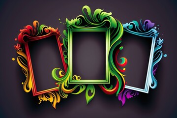 Wall Mural - Colorful frames for text with floral ornaments