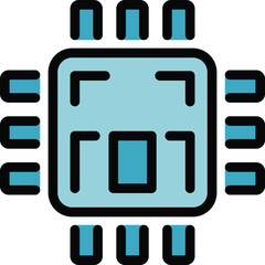 Poster - Processor overview icon outline vector. Data result. Report function color flat