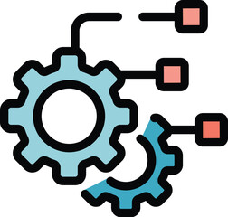 Poster - Gear wheel icon outline vector. Business data. Result report color flat