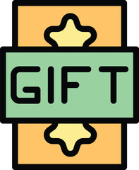 Poster - Gift promo code icon outline vector. Digital price. App offer color flat