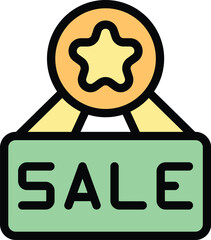 Poster - Sale tag icon outline vector. Promo code. Digital price color flat