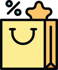 Poster - Sale bag promo icon outline vector. Code digital. Label bar color flat