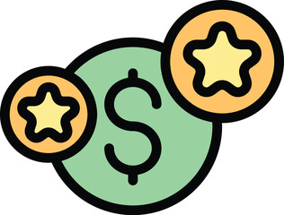 Poster - Coin promo icon outline vector. Promotion code. Digital price color flat