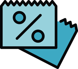 Poster - Ticket sale icon outline vector. Promo code. Digital price color flat