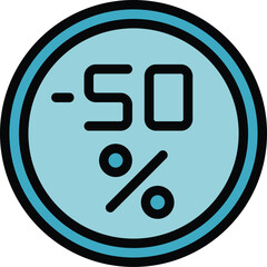 Poster - Sale coin icon outline vector. Promo code. Digital price color flat