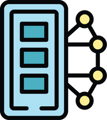 Poster - Smart phone app icon outline vector. Internet screen. Data element color flat