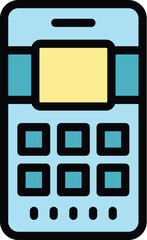 Poster - Web phone app icon outline vector. Internet cellphone. Data element color flat
