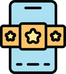 Poster - Phone app rating icon outline vector. Finger screen. Smartphone data color flat