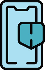 Poster - Secured phone app icon outline vector. Screen finger. Smart web color flat