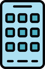 Poster - Client phone app icon outline vector. Smart internet. Media screen color flat
