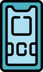 Poster - Online phone app icon outline vector. Screen element. Media ui color flat