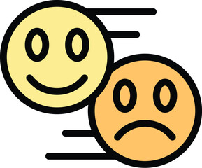 Poster - Emoji phone app icon outline vector. Screen element. Media data color flat