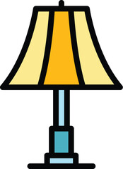 Poster - Lampshade icon outline vector. Lamp stand. Floor light color flat