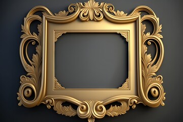 Wall Mural - Luxury golden frame on a black background