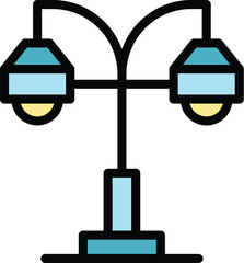 Poster - Pendant lamp icon outline vector. Home light. Office led color flat
