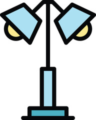 Poster - Fixture lamp icon outline vector. Floor stand. Interior light color flat