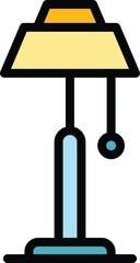 Poster - Tall chandelier icon outline vector. Lamp stand. House illumination color flat