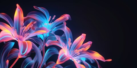 Wall Mural - Beautiful abstract neon light floral design background. beautiful Generative AI AIG32