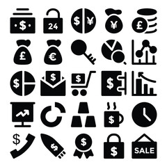 Sticker - Collection of Finance Management Bold Line Icons

