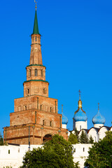 Sticker - Kazan Kremlin in summer, Tatarstan, Russia. View of old Suyumbike Tower.