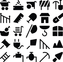 Canvas Print - Pack of Construction Equipment Bold Line Icons

