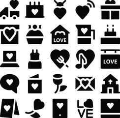 Sticker - Set of Love and Romance Bold Line Icons 

