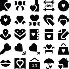 Poster - Bundle of Valentine Love Bold Line Icons 

