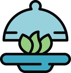 Sticker - Diet food icon outline vector. Free eat. Vegan healthy color flat