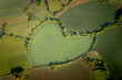 Aerial view of a heart shaped field in the countryside in Kent, UK