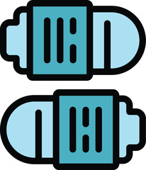 Sticker - Ink cartridge icon outline vector. Copier toner. Printer machine color flat