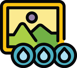 Poster - Ink printer picture icon outline vector. Toner copier. Laser machine color flat