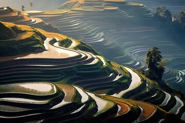 Wall Mural - Terraced rice fields