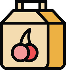 Canvas Print - Fruit box icon outline vector. Plastic box. Food bag color flat