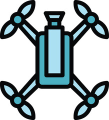 Poster - Drone icon outline vector. Aerial camera. Air copter color flat