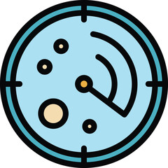 Poster - Drone radar icon outline vector. Aerial camera. City air color flat