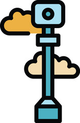 Poster - Aerial drone icon outline vector. Air copter. Camera photography color flat