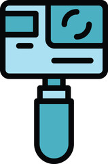 Poster - Handle action camera icon outline vector. Aerial drone. City spy color flat
