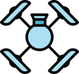 Poster - Aviation drone icon outline vector. Aerial camera. Flight survey color flat