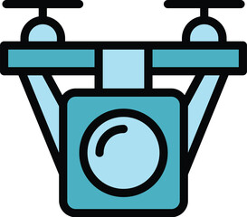 Poster - Forest drone icon outline vector. Spy control. Camera aerial color flat