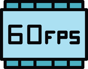 Poster - High video frame rate icon outline vector. Aerial drone. Camera videography color flat