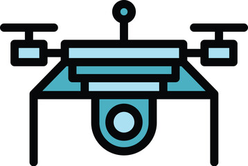Poster - Techno drone icon outline vector. Aerial camera. Air spy color flat