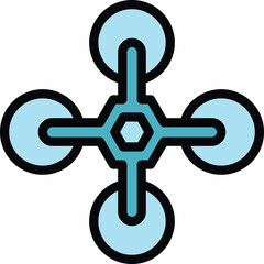 Poster - Top view copter icon outline vector. Aerial drone. Camera video color flat