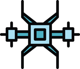 Poster - Drone flight icon outline vector. Camera photography. Drone control color flat