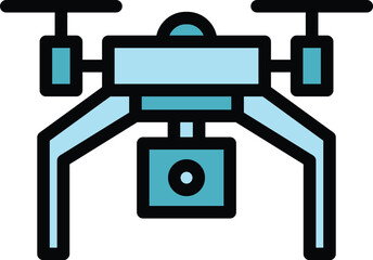 Poster - Techno drone icon outline vector. Spy control. Camera vehicle color flat