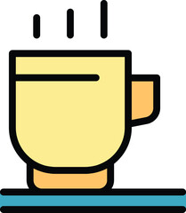 Poster - Hot cup coffee icon outline vector. Cafe mug. Cappuccino drink color flat