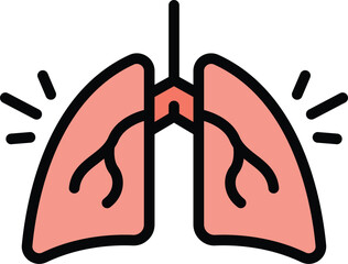 Poster - Healthy lungs icon outline vector. Human health. Breath disease color flat