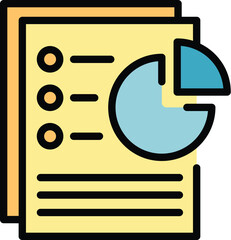 Poster - manager document icon outline vector. archive information. office database color flat