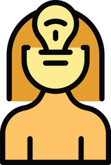 Poster - Girl exercise icon outline vector. Woman meditation. Yoga relax color flat