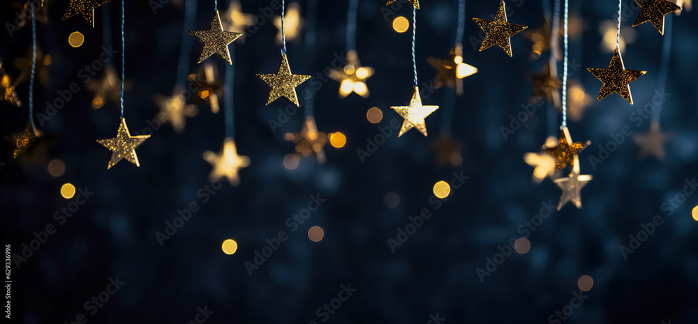 Abstract background with Dark blue and gold particle. New year ...