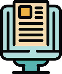 Sticker - Vacancy post icon outline vector. Hiring team. Vacant chair color flat